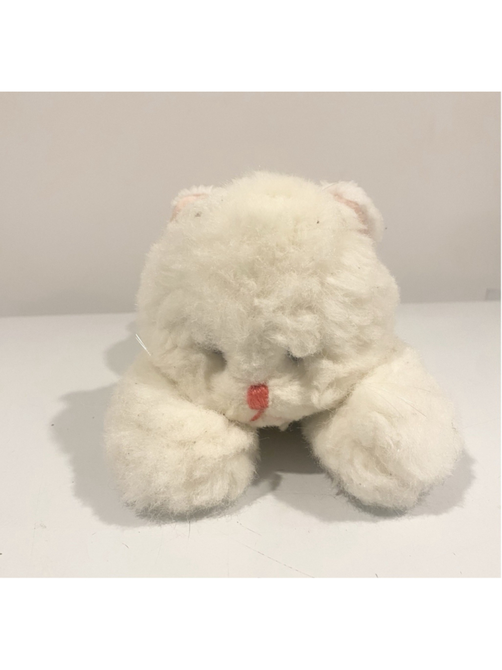 Vintage 1980 GUND Twinkles White Kitty Cat Plush Bell in Tail 13”